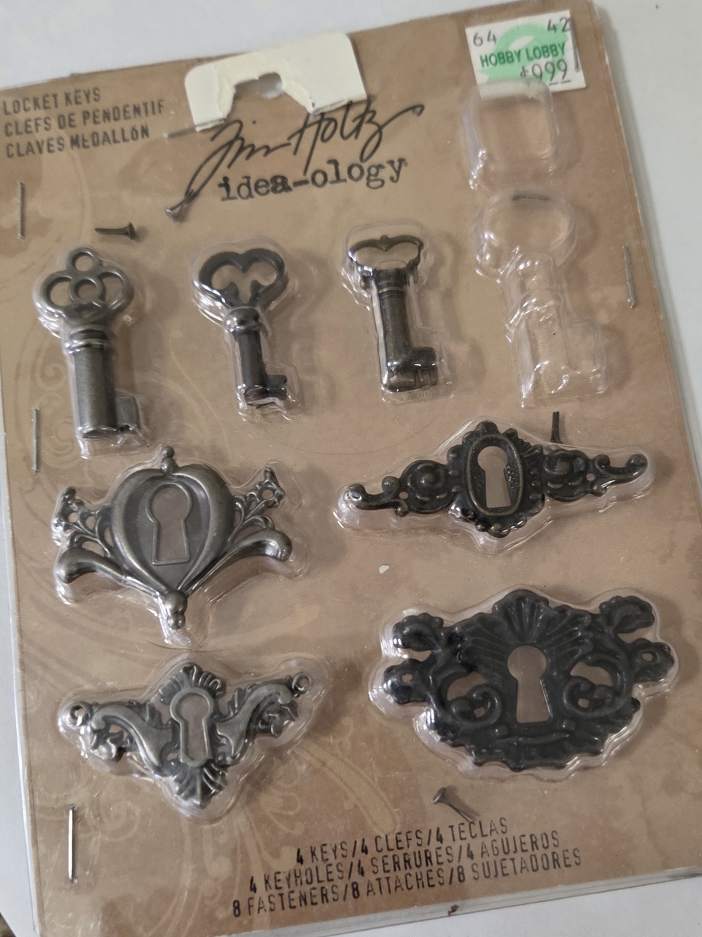 Antique Silver Locket Keys & Escutcheons Miniature Key Embellishments